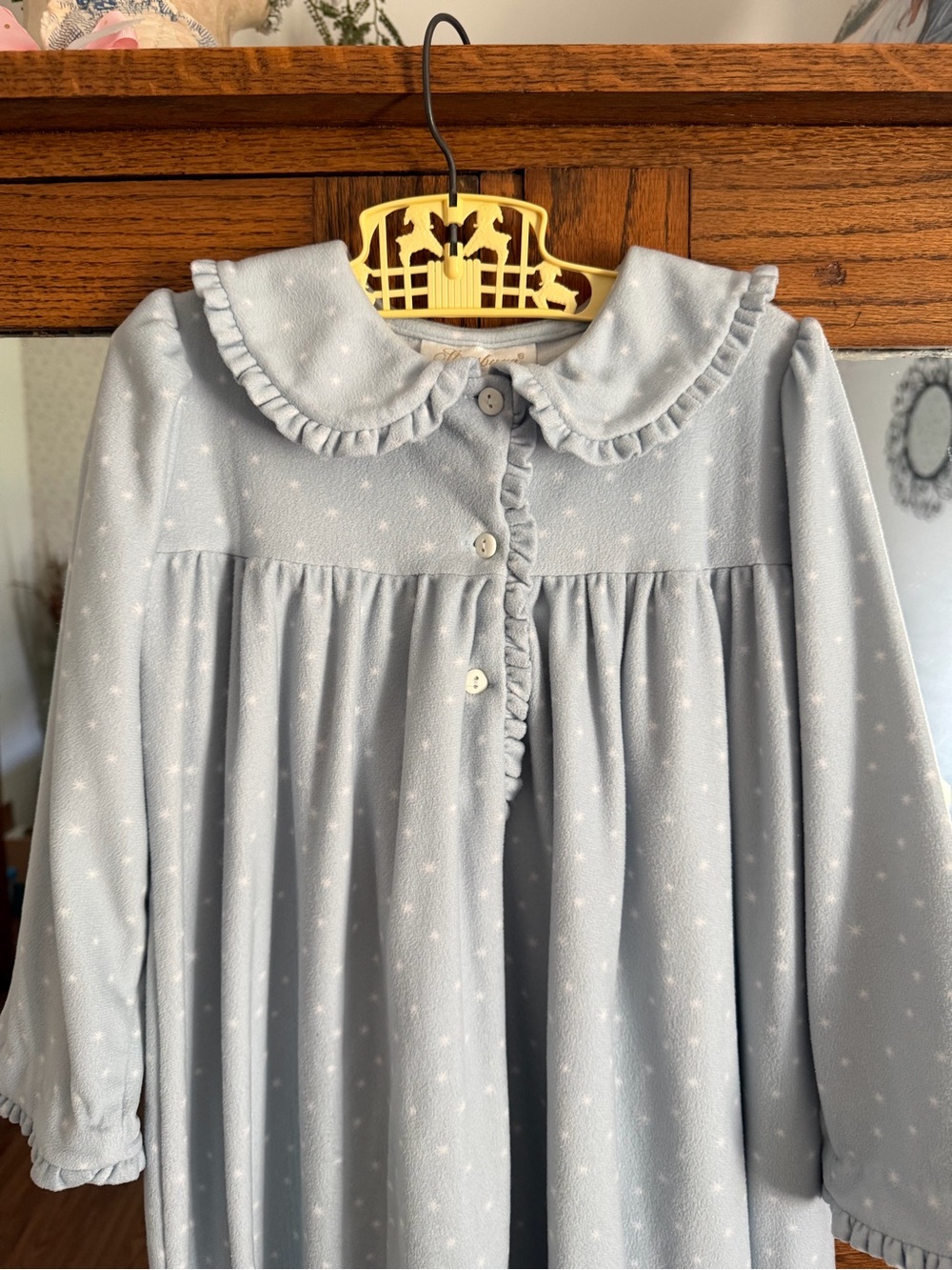 Strasburg Pale Blue Star Print Ruffle-Trim Nightgown